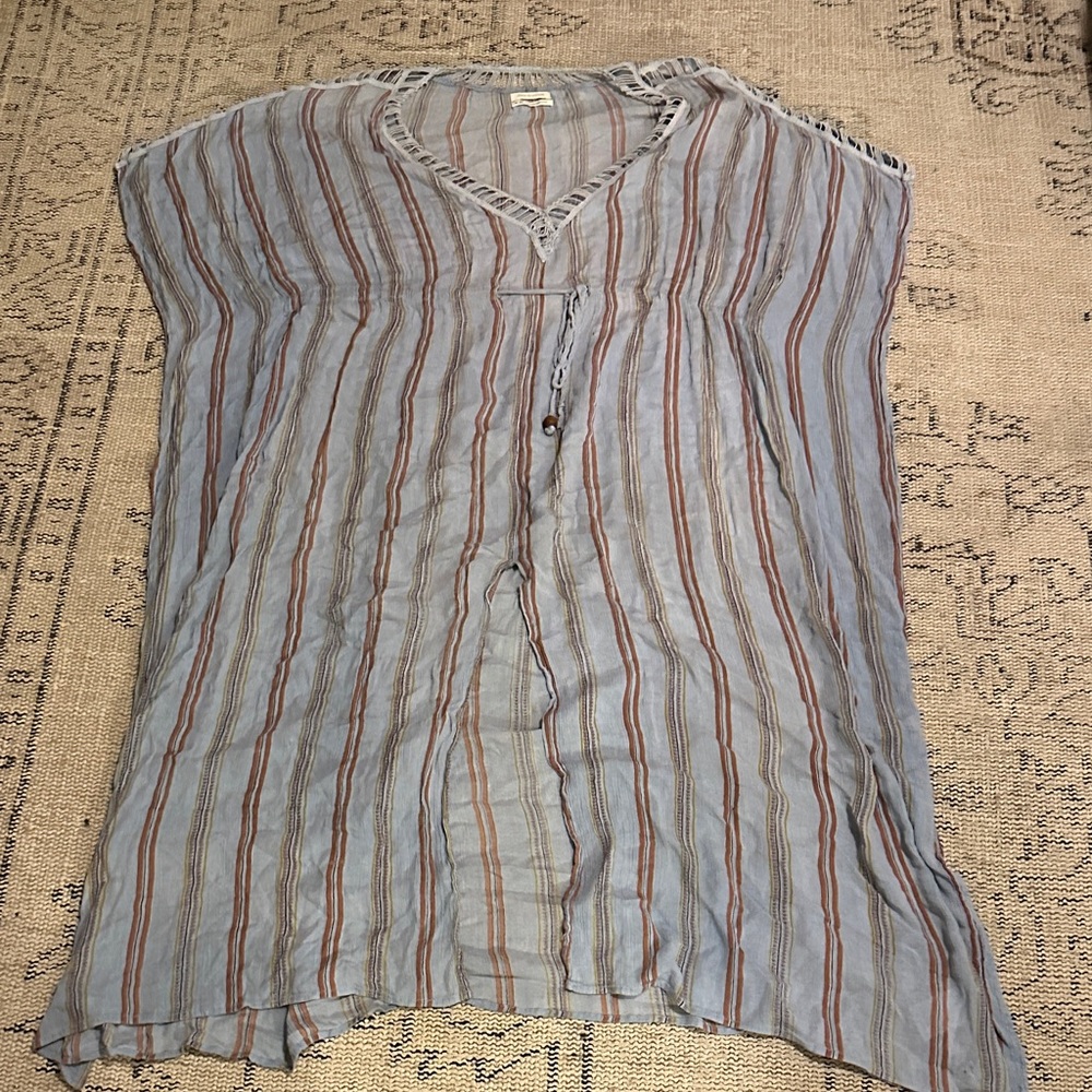 Urban Outfitters Light Blue Striped Boho Tunic full length cover up